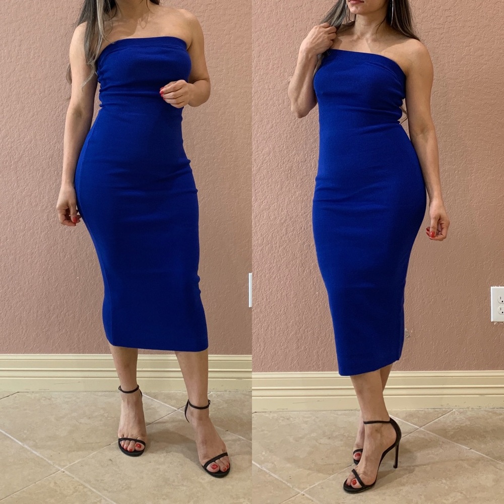 KIMMY Knit Midi Dress -Royal blue